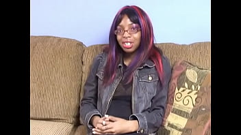 Preview 2 of Tweak Ass - Black chick with nipple rings on her big tits spreads her legs on the couch