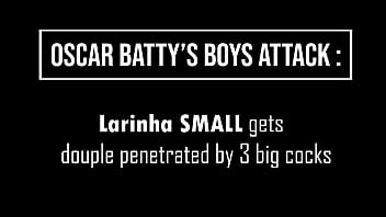 Preview 1 of Chinese Cartoon - Very slim petite 18 years Brazilian Larinha Small double penatrated by 3 big cocks (DP,  BBC,  ATM,  gapes)OB087