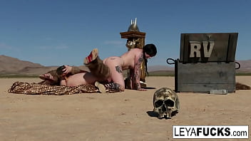 Preview 4 of Mom And Sun Millf - Leya the Viking takes a gold trophy up her ass