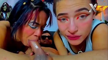 Preview 1 of Www Xxx Video Karin Bantan - Wet Halloween blowjobs between three hot friends