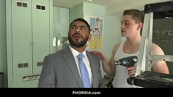 Preview 1 of Pain Fulll Xxxx - Hot wife agrees bi threesome with her husband and repair guy