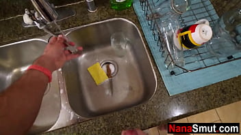 Preview 1 of Bad Wap Teacher Student Fuck - Hot mature nana blows stepgrandson in the shower