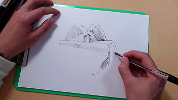 Preview 2 of Wwwmxxx Bido - Two beautiful sexy girls,  a quick sketch with a ballpoint pen