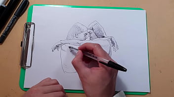 Preview 3 of Wwwmxxx Bido - Two beautiful sexy girls,  a quick sketch with a ballpoint pen