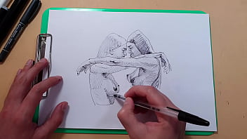 Preview 4 of Wwwmxxx Bido - Two beautiful sexy girls,  a quick sketch with a ballpoint pen
