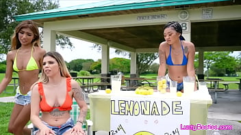 Preview 1 of Www Sex Sony Lion Bp - Interracial bikini besties sharing dick in foursome