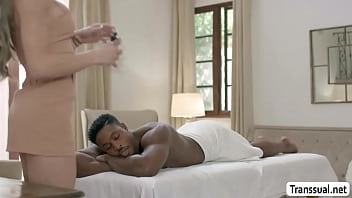 Preview 1 of Miya Malkova Gst - Slim hot TS masseuse gets her ass banged by clients BBC