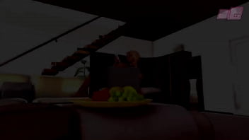 Preview 1 of Bathing Of Sunnylo - 3D Shemale MILF fucks Sissy Boy in Mouth,  Guy loves Shemale&#039_s Big Black Cock - Ebony MILF and Petboy