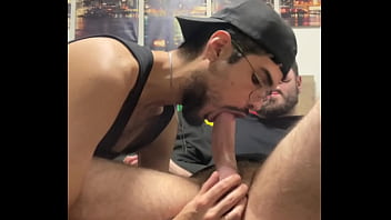 Preview 1 of Gag Great - sucking my friend dick and rubbing it in my ass