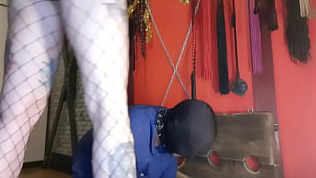 Preview 1 of Russian Dirty - Sperm games. The dominatrix brings used condoms and pours the contents over her slave&#039_s head.