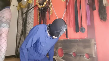 Preview 4 of Russian Dirty - Sperm games. The dominatrix brings used condoms and pours the contents over her slave&#039_s head.