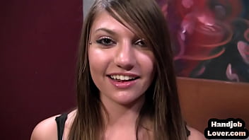 Preview 1 of Games1065free Xxx Videos 440 - Smallboobs HJ amateur teen wanks BFs cock while talks dirty