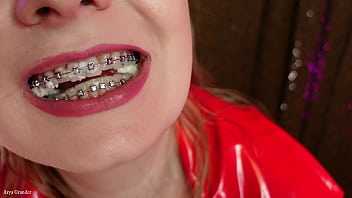 Preview 4 of Redhead Fatty - Mukbang - girl in braces - ASMR video free (Arya Grander)