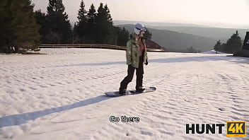 Preview 2 of Flashed Her Tits For Mony - HUNT4K. Ski Resort Cuckold