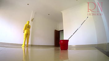 Preview 1 of Emma D Video Virgin - Naked maid cleans office space. Maid without panties. OFFICE C 1