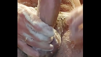 Preview 4 of Gay Silverdaddy And Guy - Shaving my creaming balls
