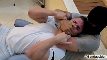 Preview 3 of Ora Wild - watch Peter barefoot sockgagged struggling helpless