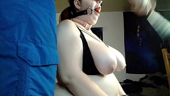 Preview 1 of Kutta Larki - Gagged &amp_ drooling slave bitch get hard tit spanking HD