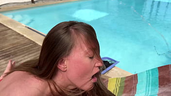 Preview 3 of American Force Fucking Video - Student Julia&#039_s first porn with swimming pool Guy