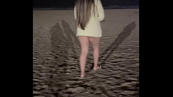 Preview 2 of First Time Sex Movei - Beach walk in short dress