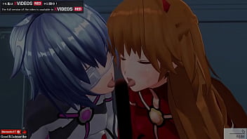 Preview 1 of Hunja Ghati Sex Video - エロアニメ　エヴァンゲリオン　アスカ、レイとの３P　レズ　ASMR　サンプル版