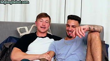 Preview 1 of Bigest Hot Boobs Kissing - Gay debuting dudes prefer bareback anal fuck in doggy