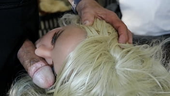Preview 1 of New Secx - Horny young Babysitter fucked by the neighbour , Babysitter gets face fucked deepthroat and gagging on Big Cock,   Sex Doll - jacked off on Face,  Anal Sex -Slut Sucks Big Fat Dick with Balls Deep in Mouth - Young Cum Dumpster
