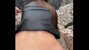 Preview 4 of Jayden And Taz - Hairy petite teen rides a cock outside and nearly gets caught