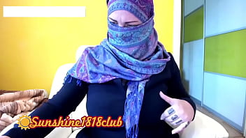 Preview 3 of Stand And Sit - Muslim hijab big tits babe on webcam recorded show October 23rd