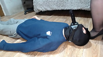 Preview 2 of 14year Rape - Slave satisfies MILF Mistress with dildo gag