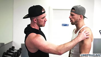 Preview 2 of Lecher La Chate - WOOH,  HOLD ON! What on Earth is going on this gym?! Two men Nick Fitt and Roman Todd completely shameless get naked and start fucking each other. In public! The other exercisers are SHOCKED!