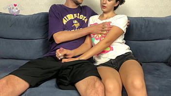 Preview 2 of Risian Cfnm - Step Sister Spotted Step Brothers Big Dick Through Shorts And Couldn&#039_t Resist! Mutual Handjob Orgasm