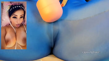 Preview 3 of Skool Xxxx Spy - Sexy cosplay girl dressed as Chun Li from street fighter playing with her htachi vibrator cumming and soaking her panties and pants ahegao