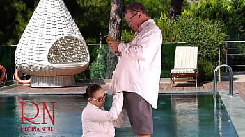 Preview 1 of Vipe Pussy - Regina Noir. Blowjob near public swimming pool. Nudist hotel. Suck dick,  Suck cock 2