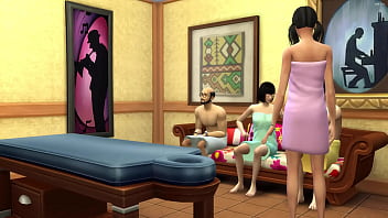 Preview 1 of Huge Bottube - Japanese Stepdad together with stepdaughter,  wife and stepson give each other erotic massage