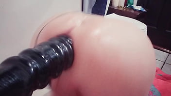 Preview 3 of Susanna White Grandpa - Sissy Queen Tiffany Ciskiss In Thong With Extrem Xxl Anal Dildo