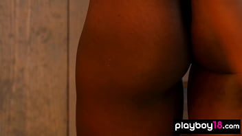 Preview 2 of Gay Pron Sex - Small titted petite naked black panther Ana Foxxx posing and teasing