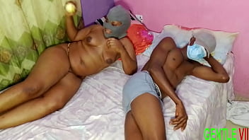 Preview 1 of Real Mon And Son - Young african Bbw got fuck because of an orange