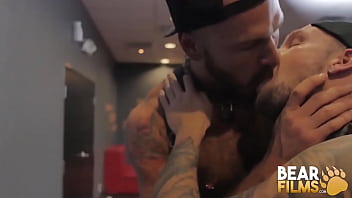 Preview 1 of Boob Sucking N Fucking Videos - BEARFILMS Hairy Hunk Parker Logan Barebacks Sebastian Sax