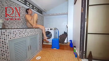 Preview 4 of Fist Time Xx V Japan School - Housewife fucked in the washing machine. pussy licking,  cunillingus. Domination in laundry.  1