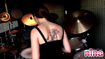 Preview 1 of Mom Fucking Big Animal Dog - Lesbian Nina with drums showing her perfect body