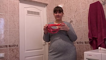 Preview 1 of Kings Dom - Girlfriend&#039_s panties aroused a mature bbw. Homemade unusual fetish masturbation and panty sniffing. Amateur from chubby milf and close-up.
