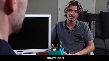 Preview 1 of Trany Jerking Own Cock - Ryan Kneeds discovers Jake Lawrence is bisex and gets the opportunity