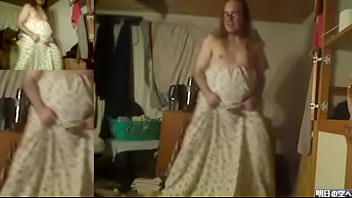 Preview 2 of Nger Porno - Learning to dance cutely 26,  part 1,  feeling sorry and wearing a bedsheet with a hole in it(2022-07-02,  0 days and 0 dances since last orgasm)