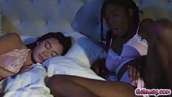 Preview 2 of Caca Pipi - Hazel Grace is feeling horny and sneaks into Madi Laine&#039_s room late at night to have an advance honeymoon.