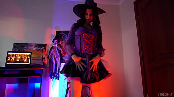 Preview 1 of 12y Boys And Mom - This Slut Witch wants to bounce her tight pussy on a big cock in the name of Halloween - Verlonis