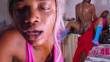 Preview 4 of Yus Oba - Finally the horny plumber releases inside in the pussy of the student after a long sex in the kitchen during his microwave repair abandoned mission (Final part)