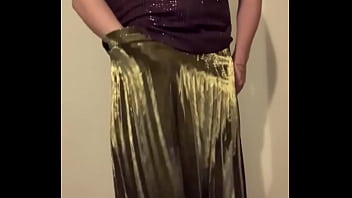 Preview 1 of Xxx Indian Police Officers Rape - Man in Shiny Woman&rsquo_s Top and Long Skirt Takes off His Woman&rsquo_s Clothes to Show His Fake Boobs with His Bra and Panties,  Jerks off to Futanari and Cums Inside His Own Panties