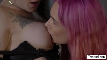 Preview 2 of Spit Out - Tranny babe fucks her chil-dish stepsister