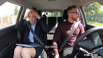 Preview 1 of Boss Punish Her Emloys Wife - Busty MILF fucked outdoor in the car by driving student